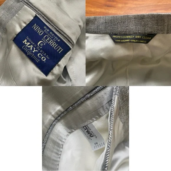 Vintage Men's Nino Cerruti Paris Gray Button Blazer Sport Coat Size 42R Preppy